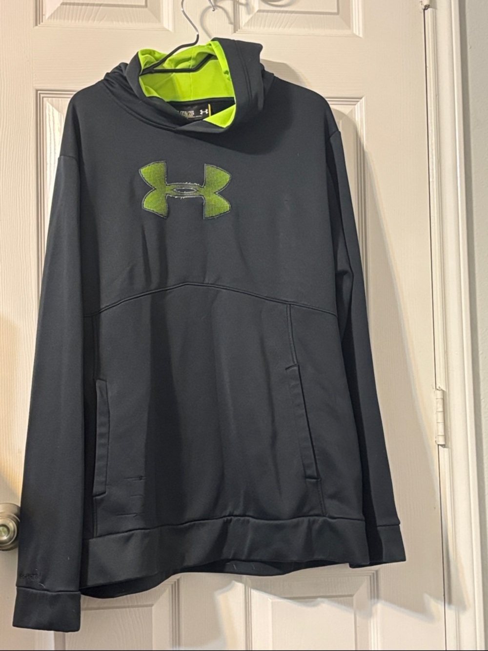 Under Armour Black Hoodie with Neon Green Logo and Lining